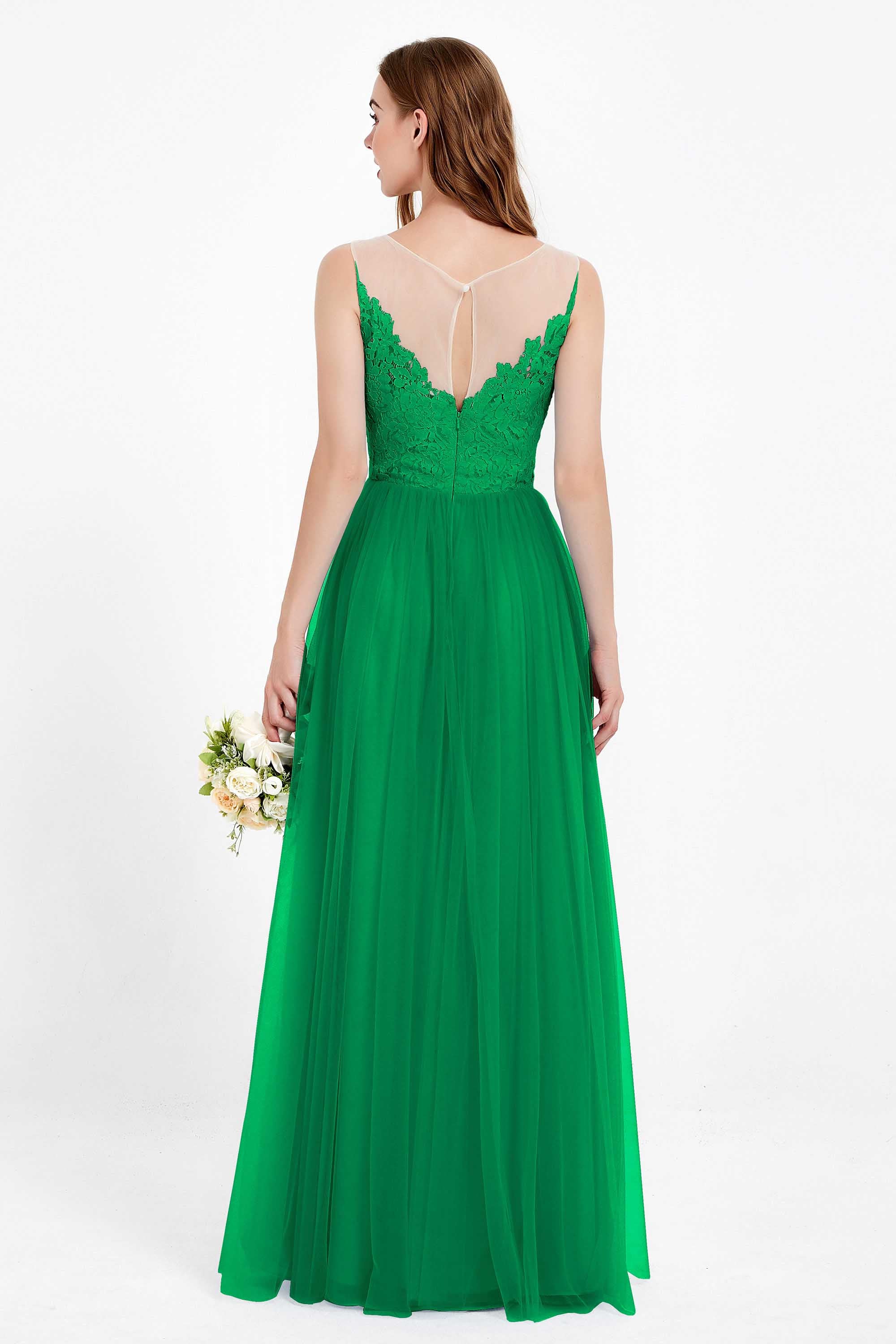 Gorgeous lace top maxi tulle dress prom evening wedding dresses formal bridesmaid bridal gowns