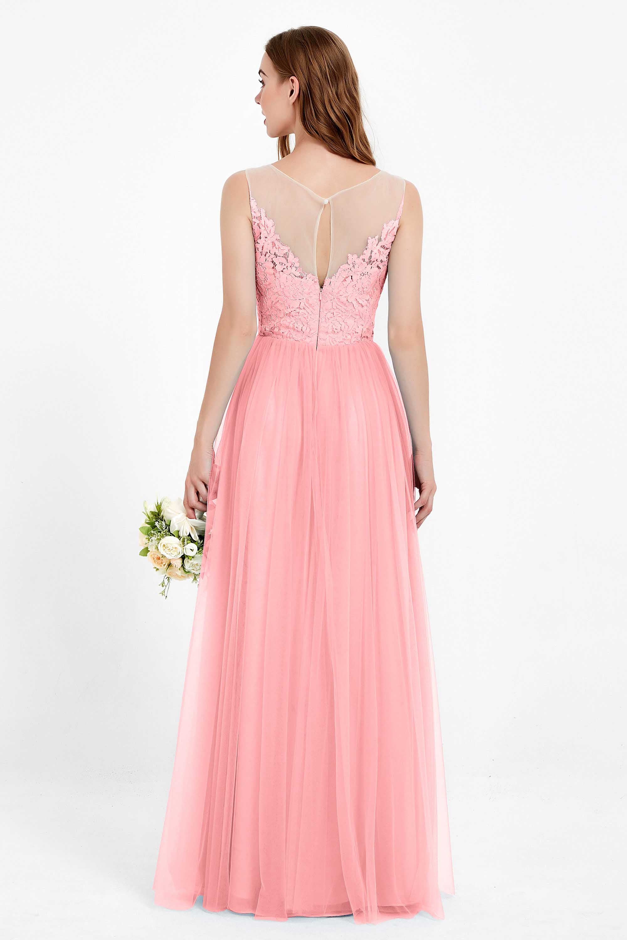 Gorgeous lace top maxi tulle dress prom evening wedding dresses formal bridesmaid bridal gowns
