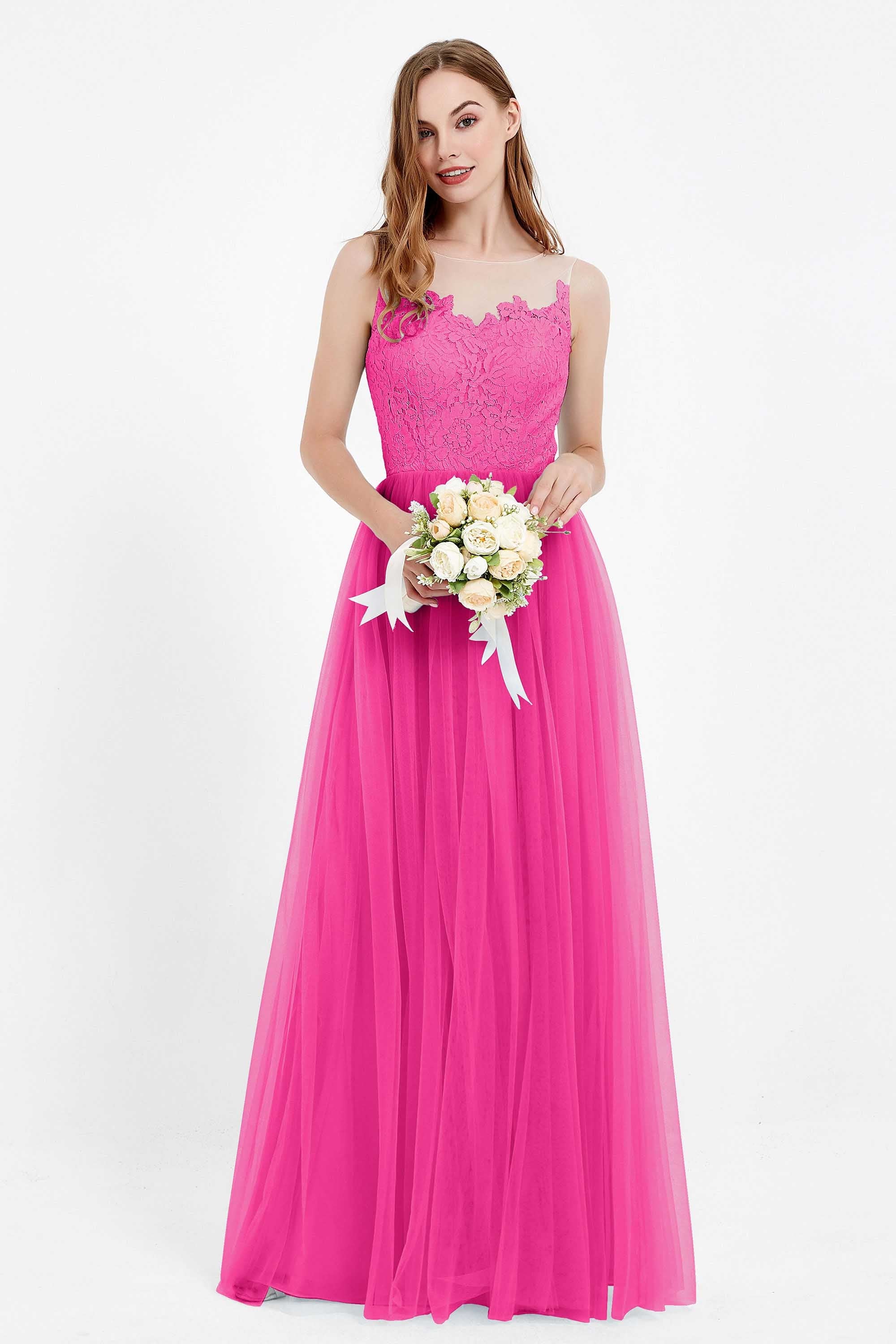 Gorgeous lace top maxi tulle dress prom evening wedding dresses formal bridesmaid bridal gowns