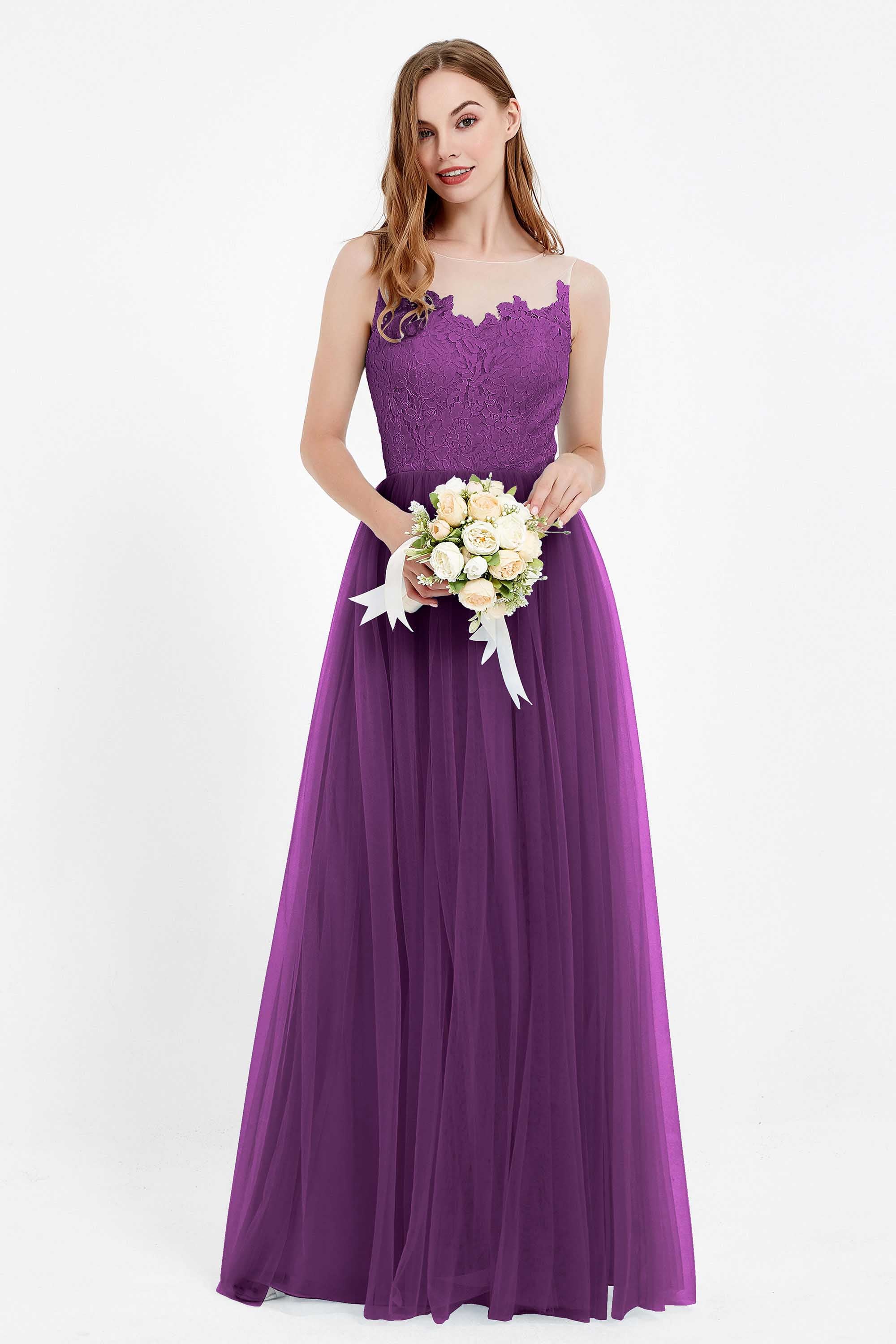Gorgeous lace top maxi tulle dress prom evening wedding dresses formal bridesmaid bridal gowns