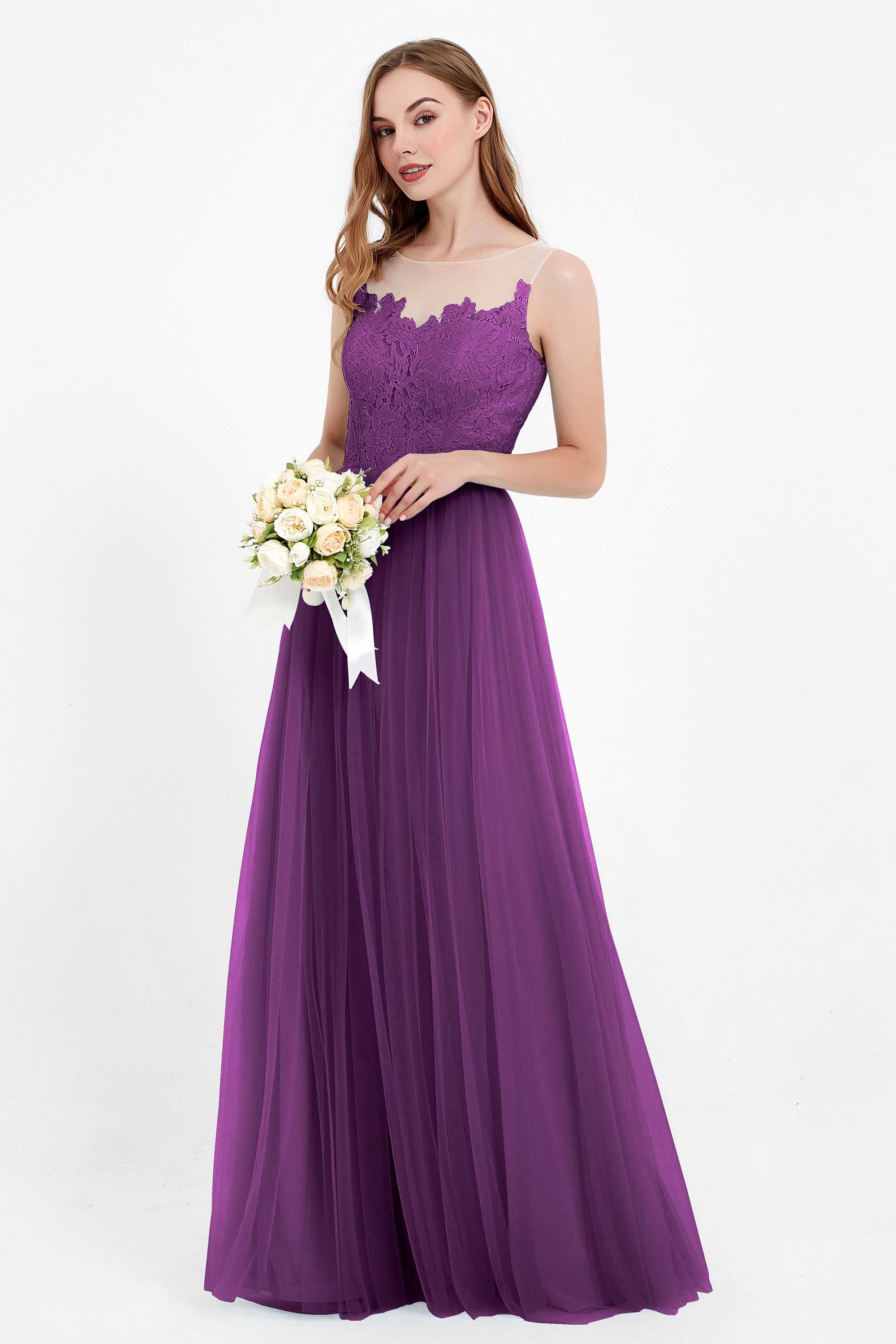 Gorgeous lace top maxi tulle dress prom evening wedding dresses formal bridesmaid bridal gowns