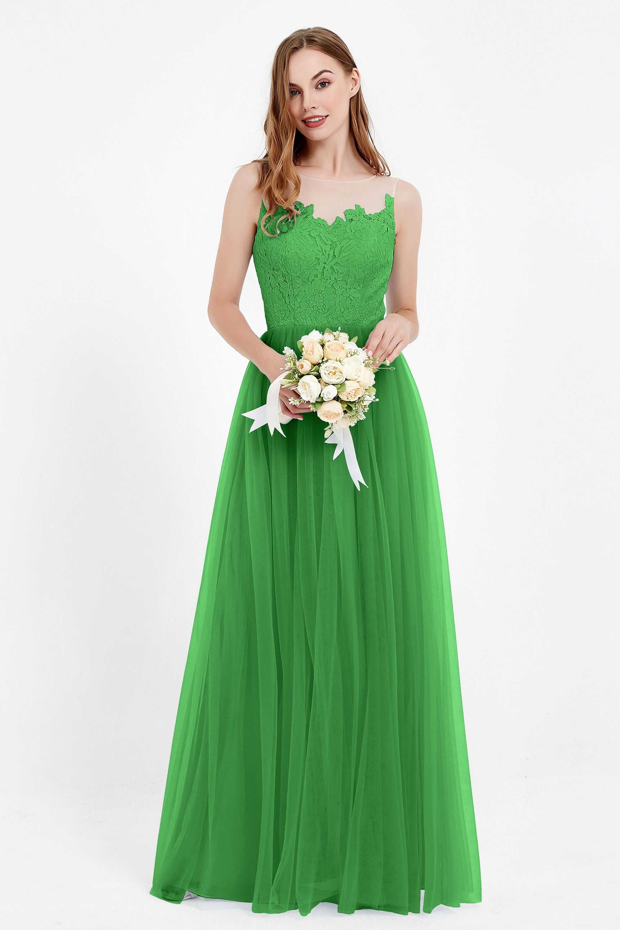 Gorgeous lace top maxi tulle dress prom evening wedding dresses formal bridesmaid bridal gowns