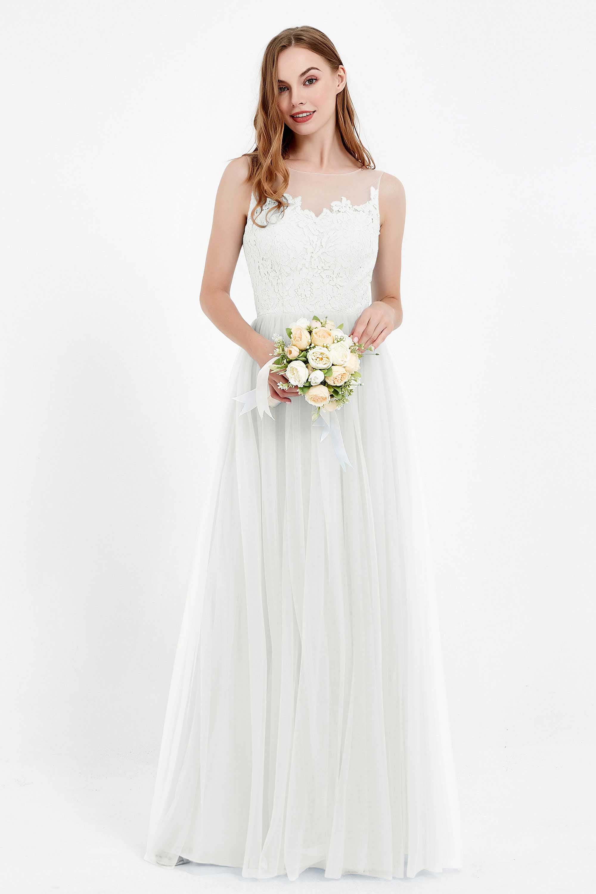 Gorgeous lace top maxi tulle dress prom evening wedding dresses formal bridesmaid bridal gowns