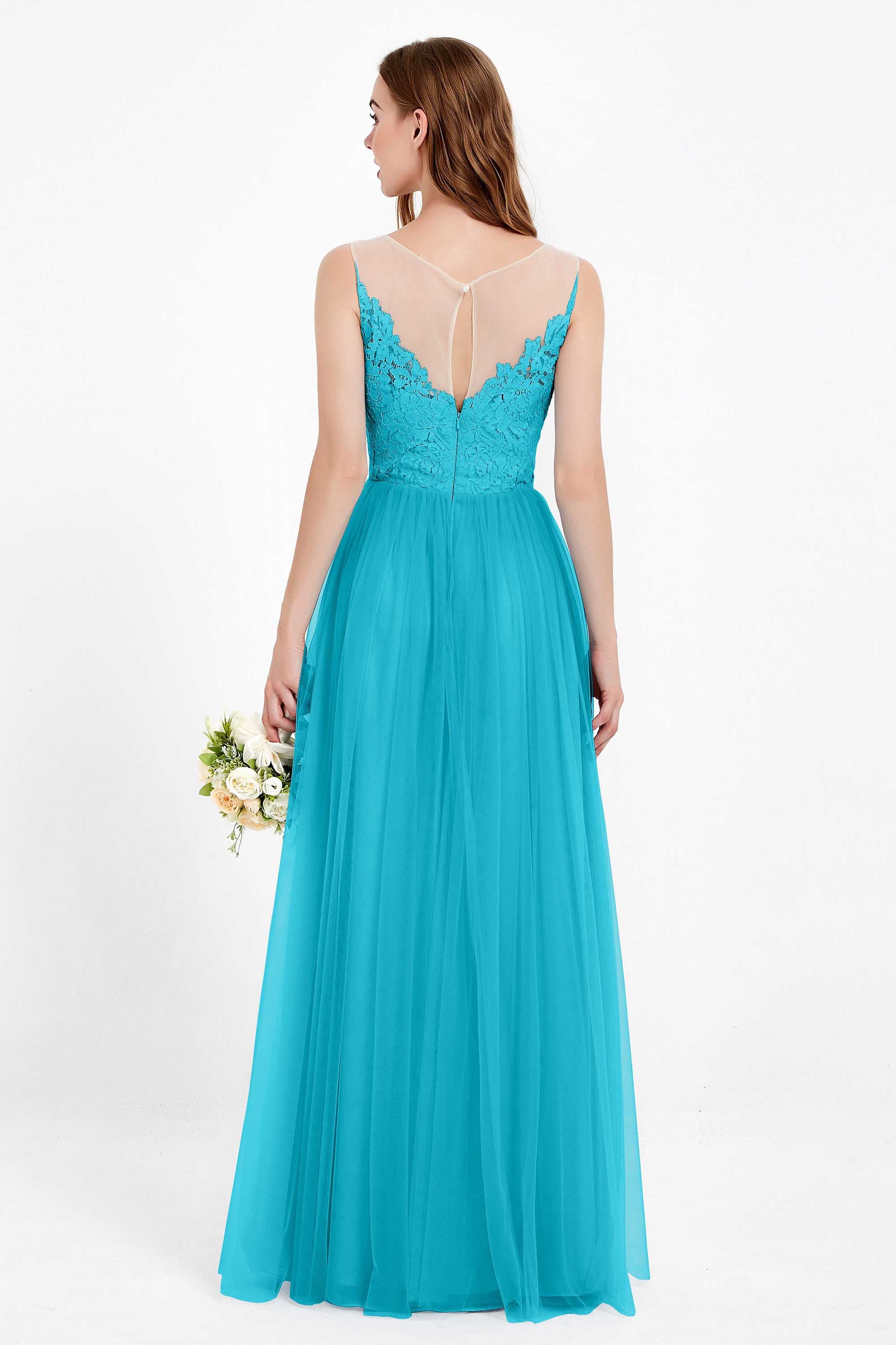 Gorgeous lace top maxi tulle dress prom evening wedding dresses formal bridesmaid bridal gowns