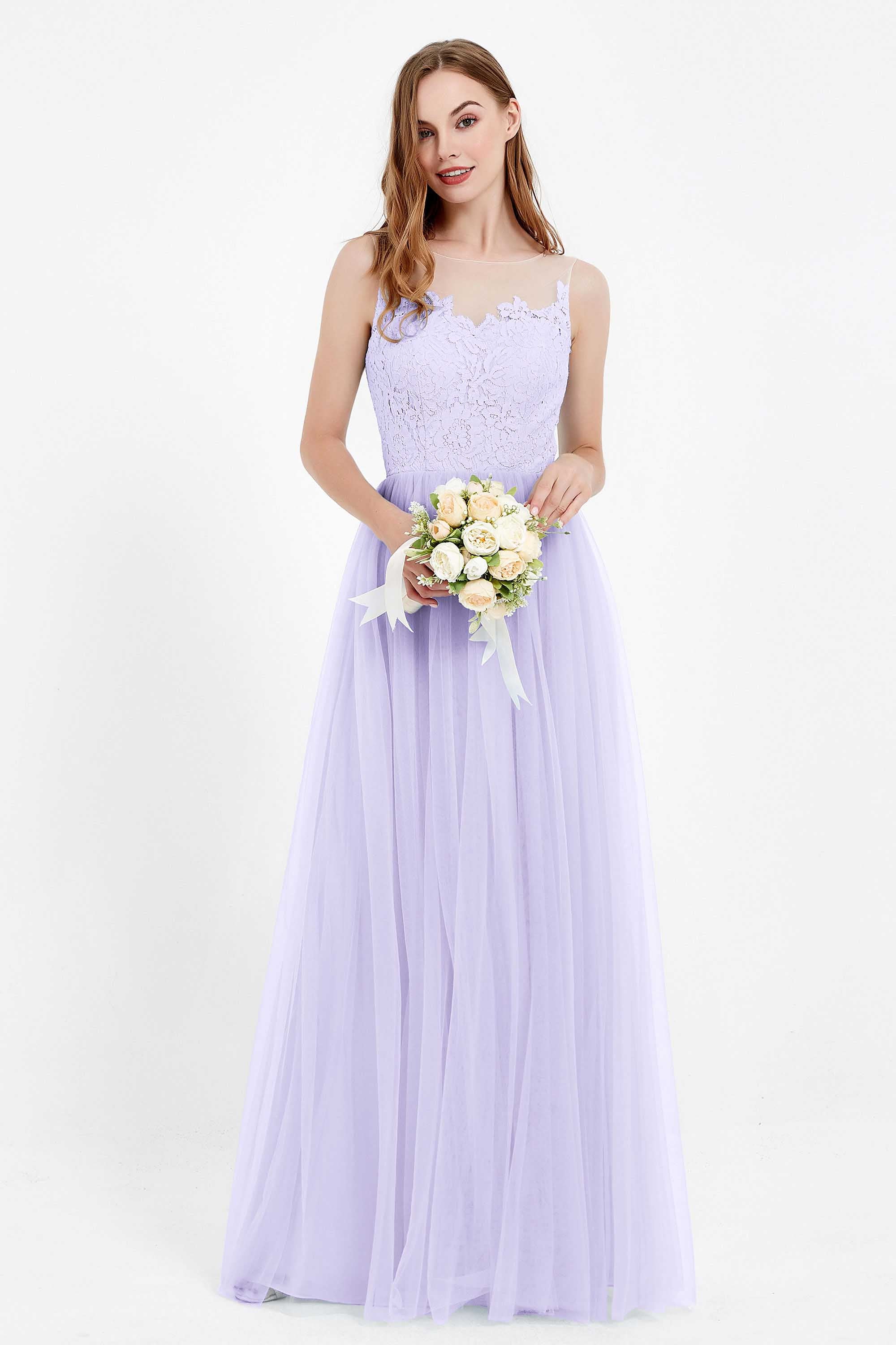 Gorgeous lace top maxi tulle dress prom evening wedding dresses formal bridesmaid bridal gowns