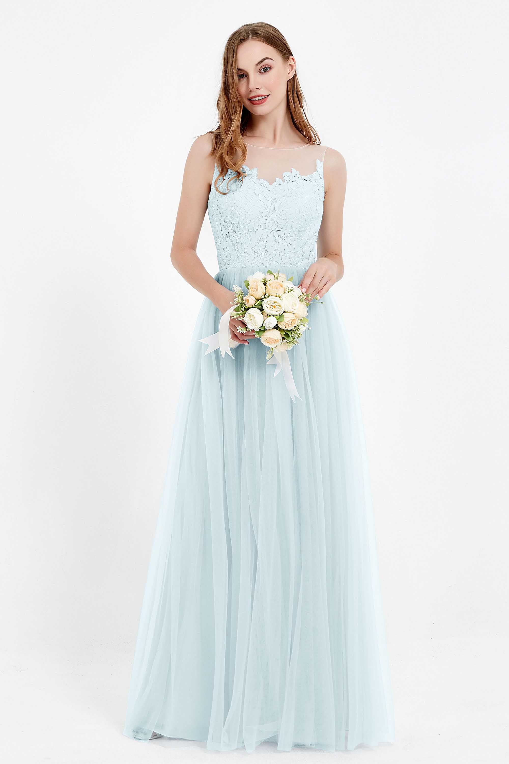 Gorgeous lace top maxi tulle dress prom evening wedding dresses formal bridesmaid bridal gowns