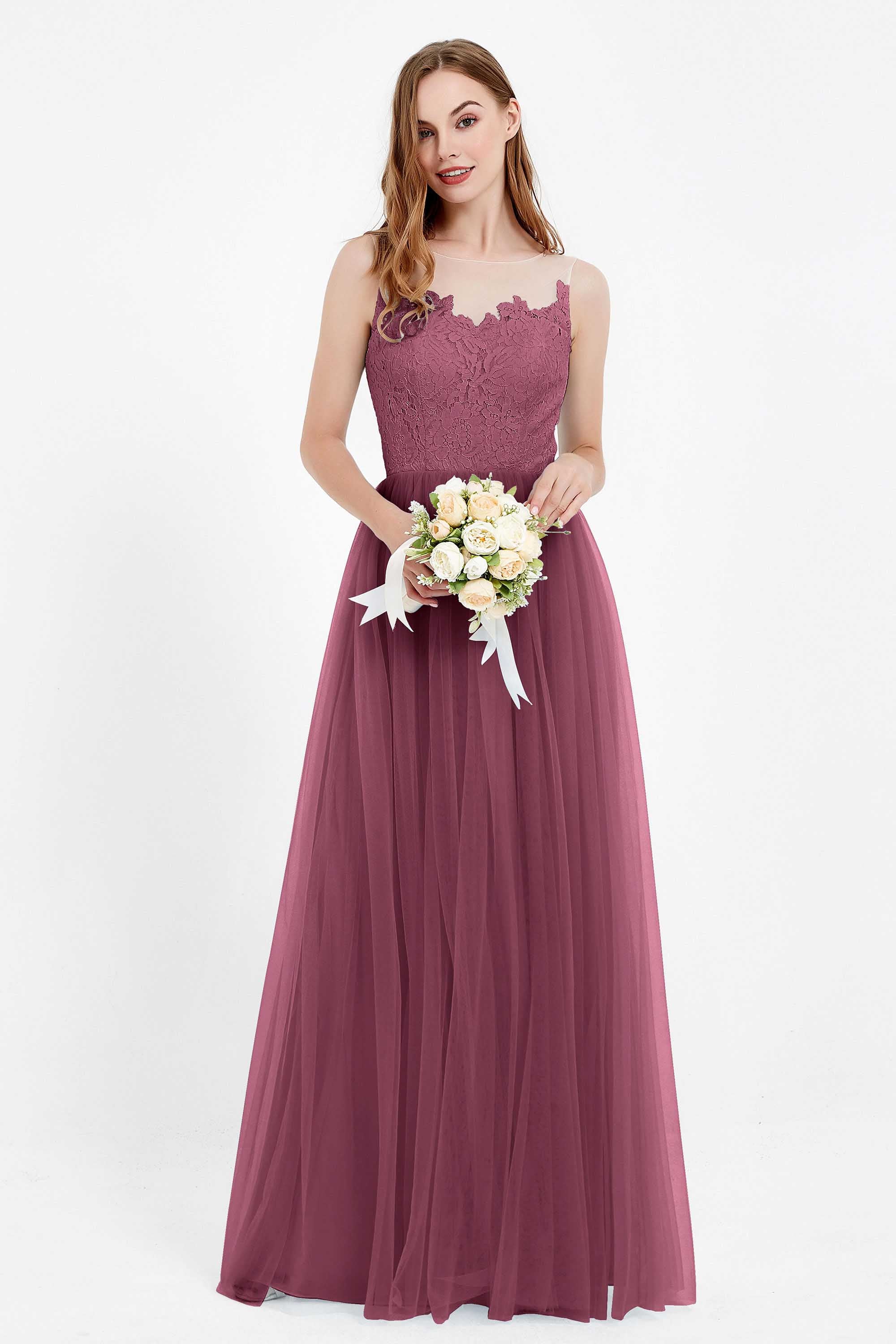 Gorgeous lace top maxi tulle dress prom evening wedding dresses formal bridesmaid bridal gowns