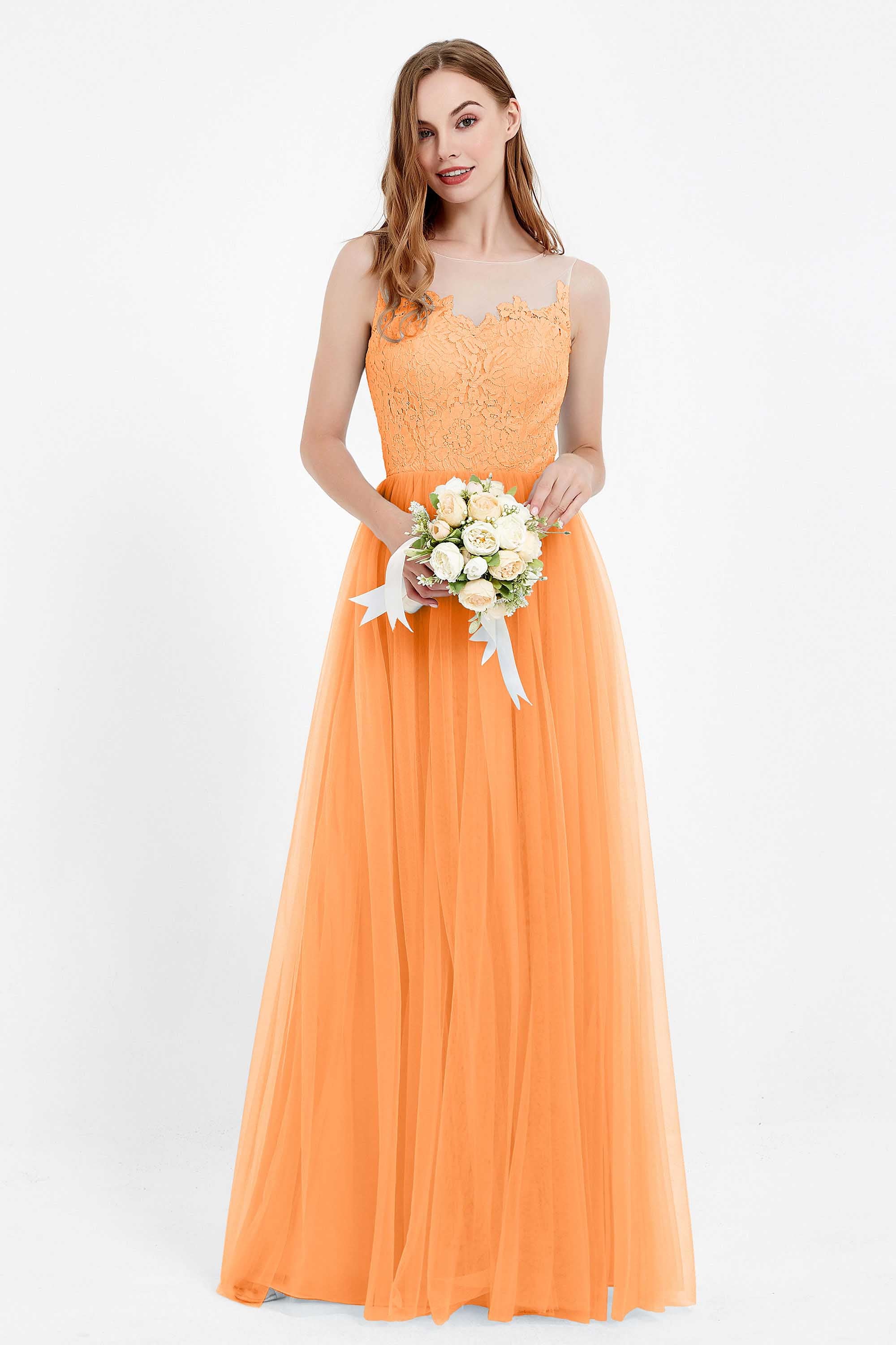 Gorgeous lace top maxi tulle dress prom evening wedding dresses formal bridesmaid bridal gowns