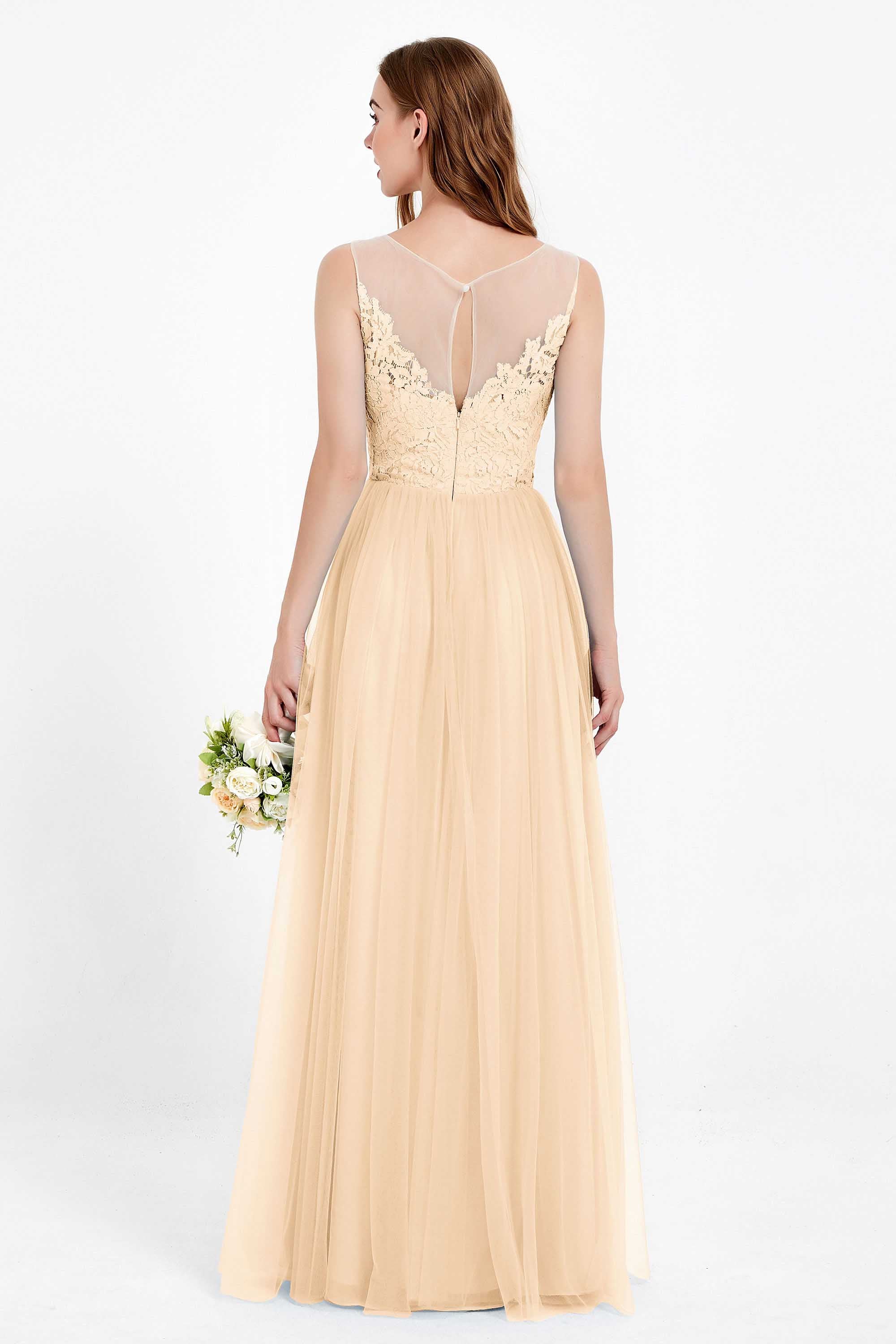 Gorgeous lace top maxi tulle dress prom evening wedding dresses formal bridesmaid bridal gowns