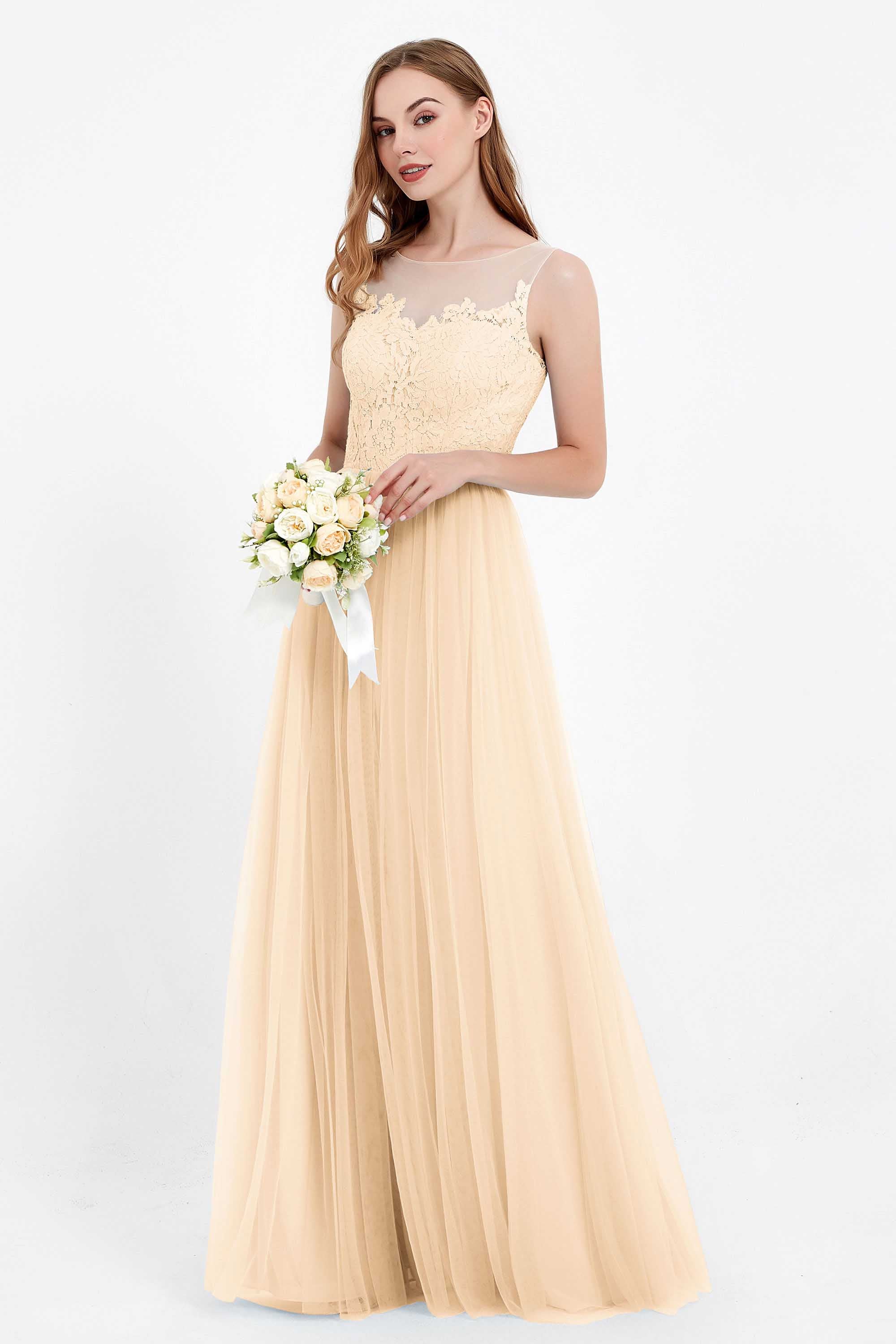 Gorgeous lace top maxi tulle dress prom evening wedding dresses formal bridesmaid bridal gowns
