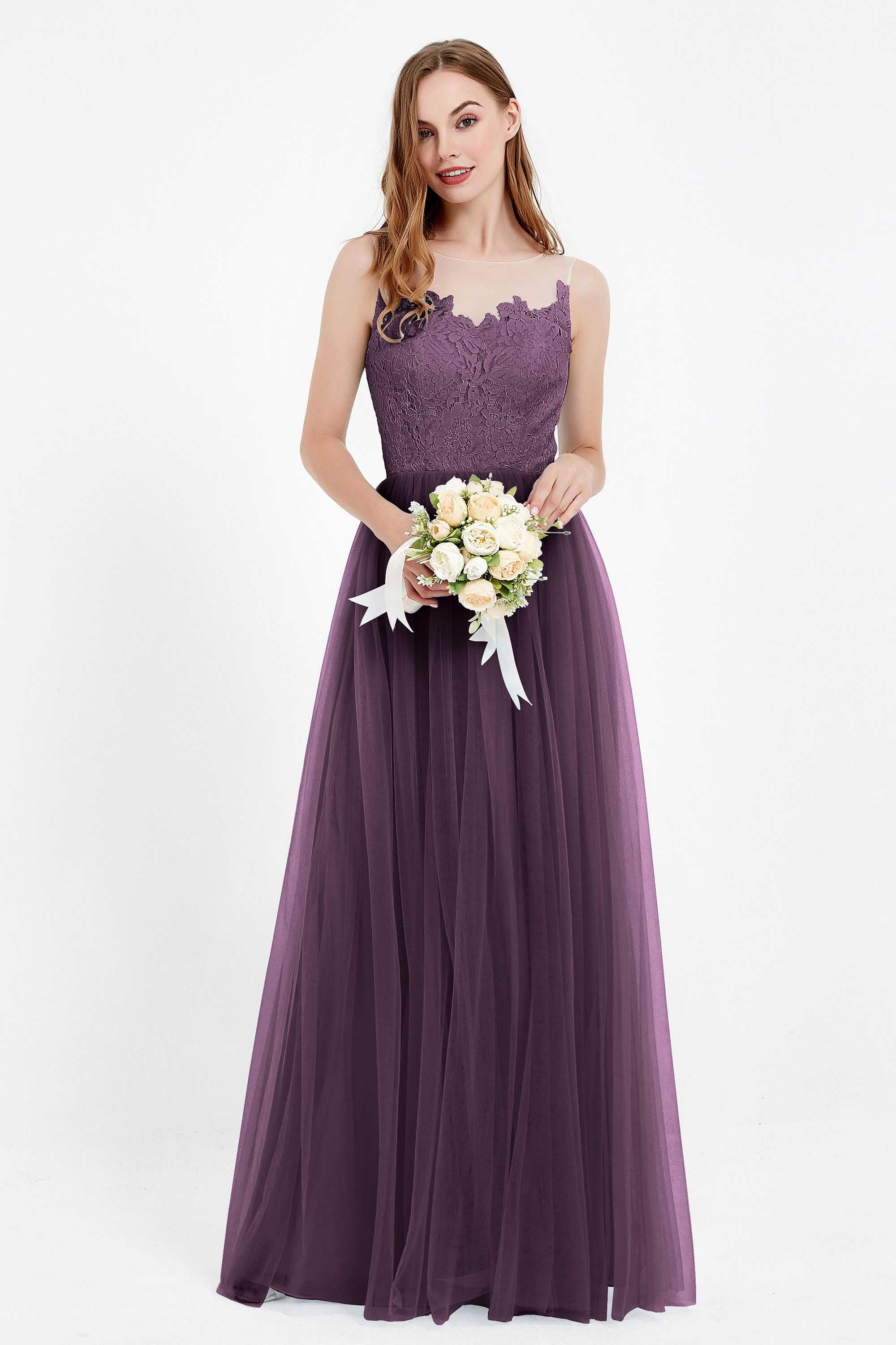 Gorgeous lace top maxi tulle dress prom evening wedding dresses formal bridesmaid bridal gowns
