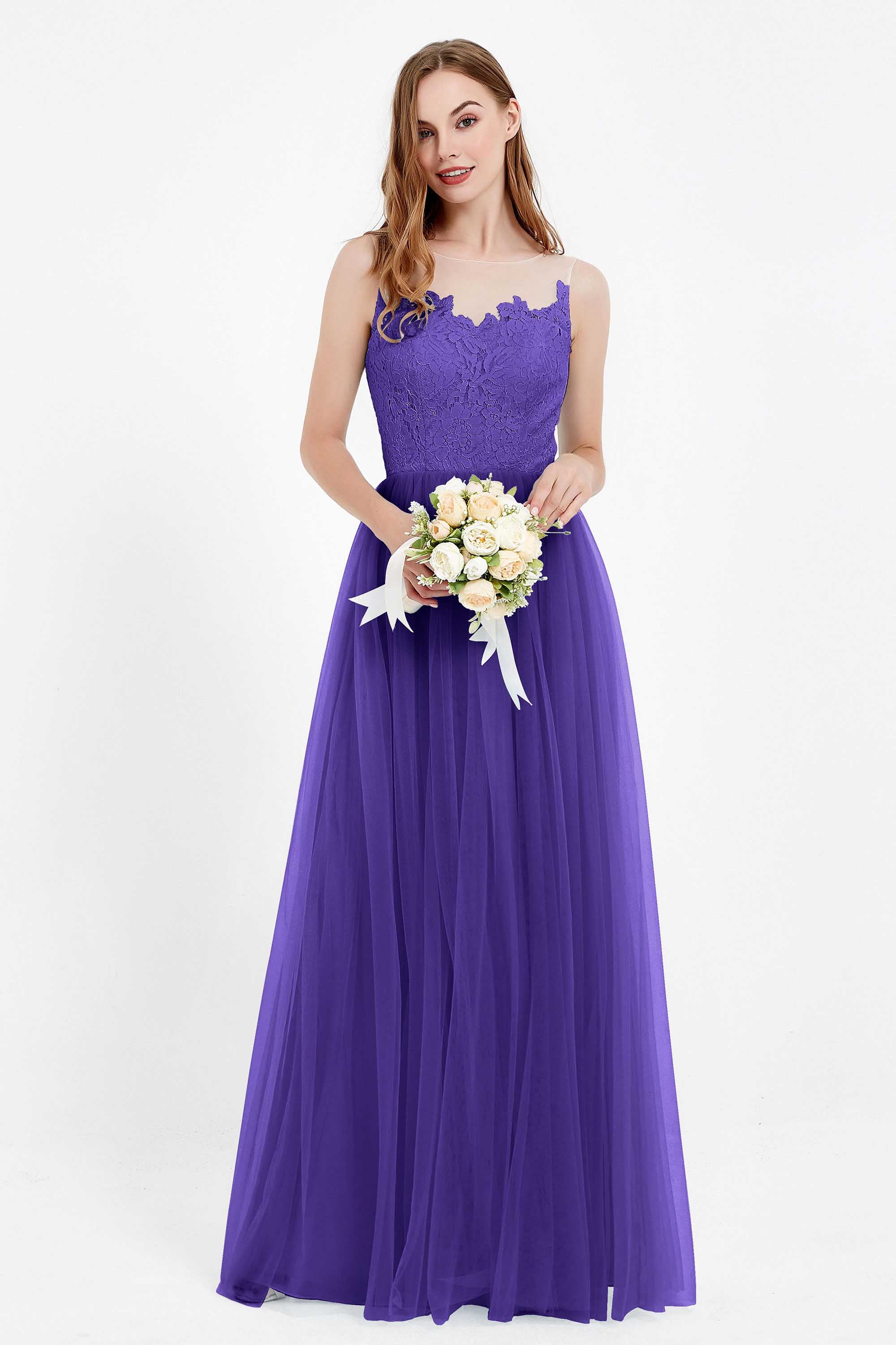 Gorgeous lace top maxi tulle dress prom evening wedding dresses formal bridesmaid bridal gowns