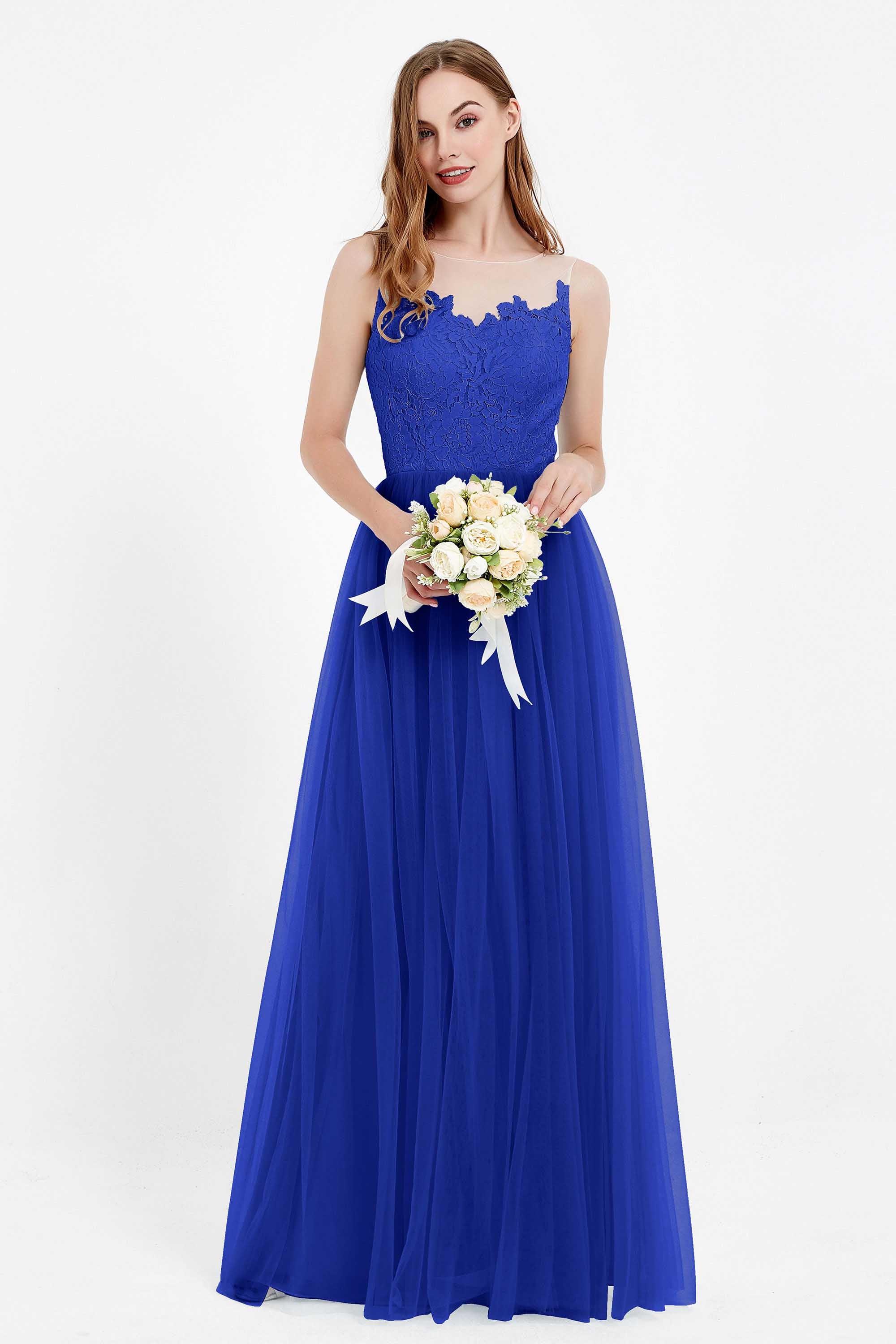 Gorgeous lace top maxi tulle dress prom evening wedding dresses formal bridesmaid bridal gowns
