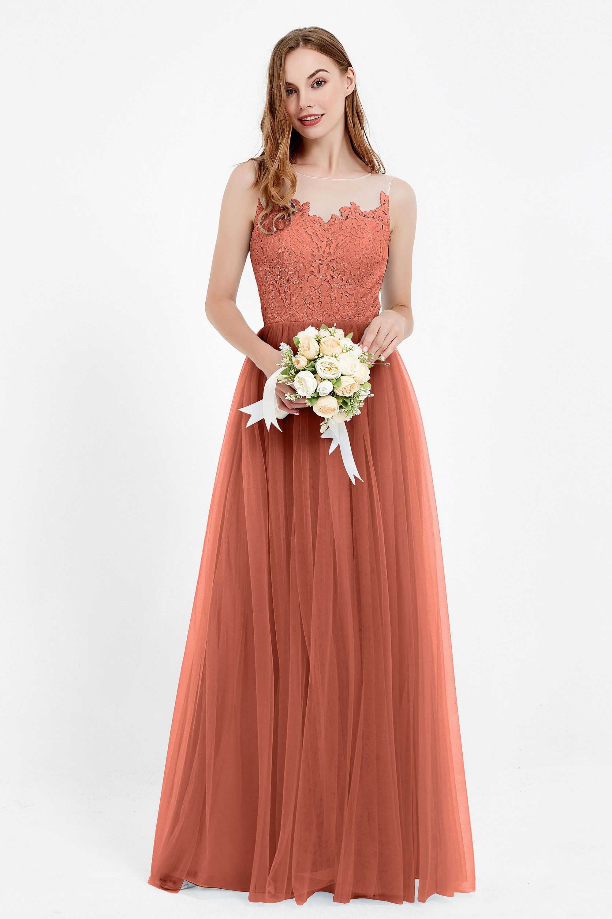 Gorgeous lace top maxi tulle dress prom evening wedding dresses formal bridesmaid bridal gowns