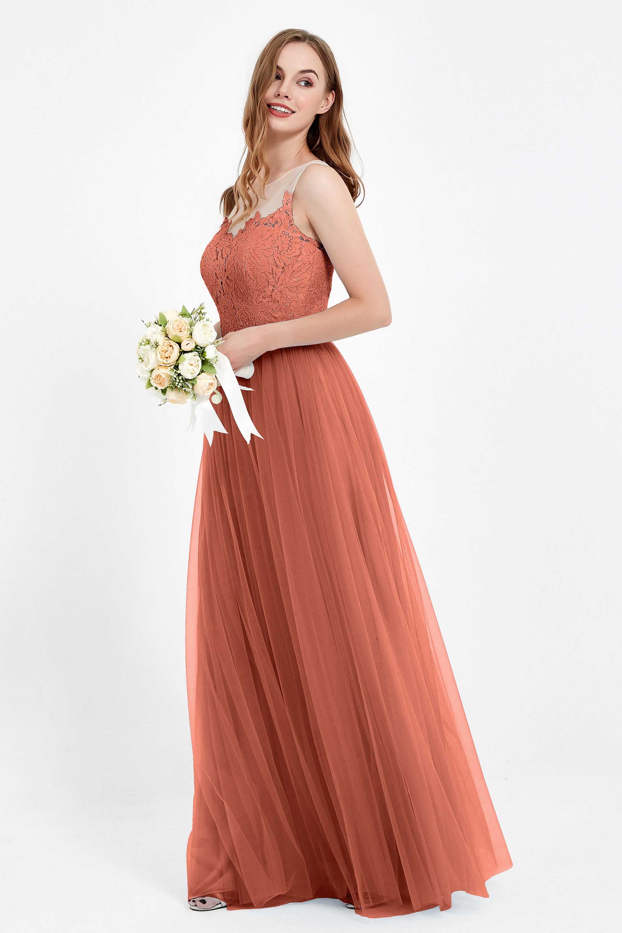 Gorgeous lace top maxi tulle dress prom evening wedding dresses formal bridesmaid bridal gowns
