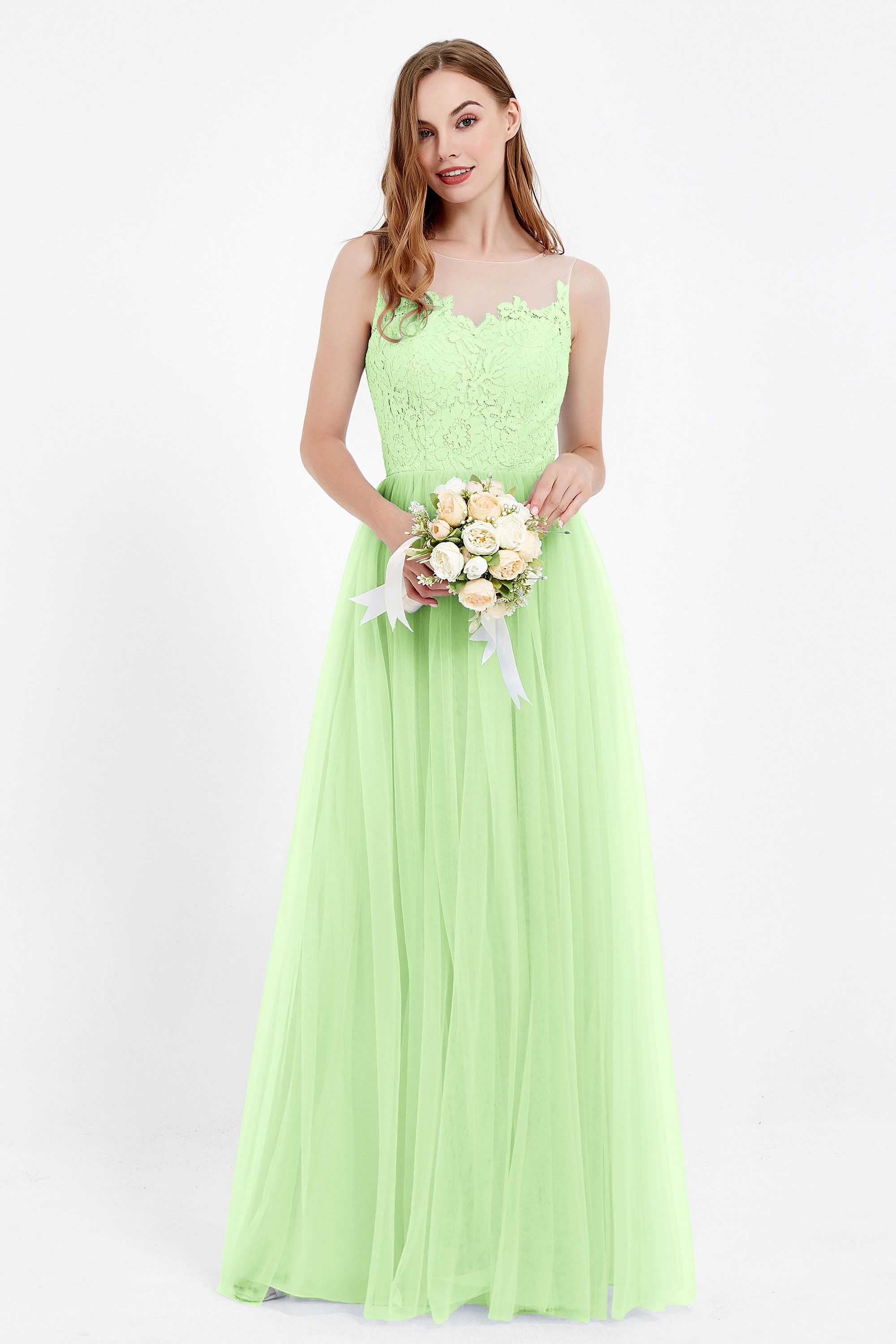 Gorgeous lace top maxi tulle dress prom evening wedding dresses formal bridesmaid bridal gowns