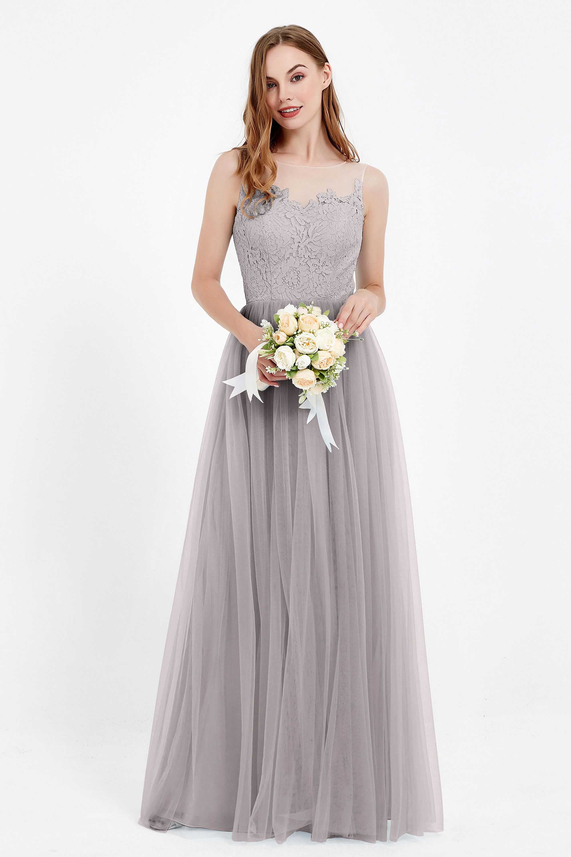 Gorgeous lace top maxi tulle dress prom evening wedding dresses formal bridesmaid bridal gowns