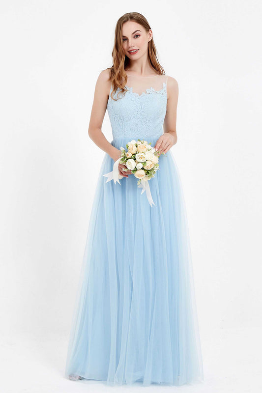 Gorgeous lace top maxi tulle dress prom evening wedding dresses formal bridesmaid bridal gowns