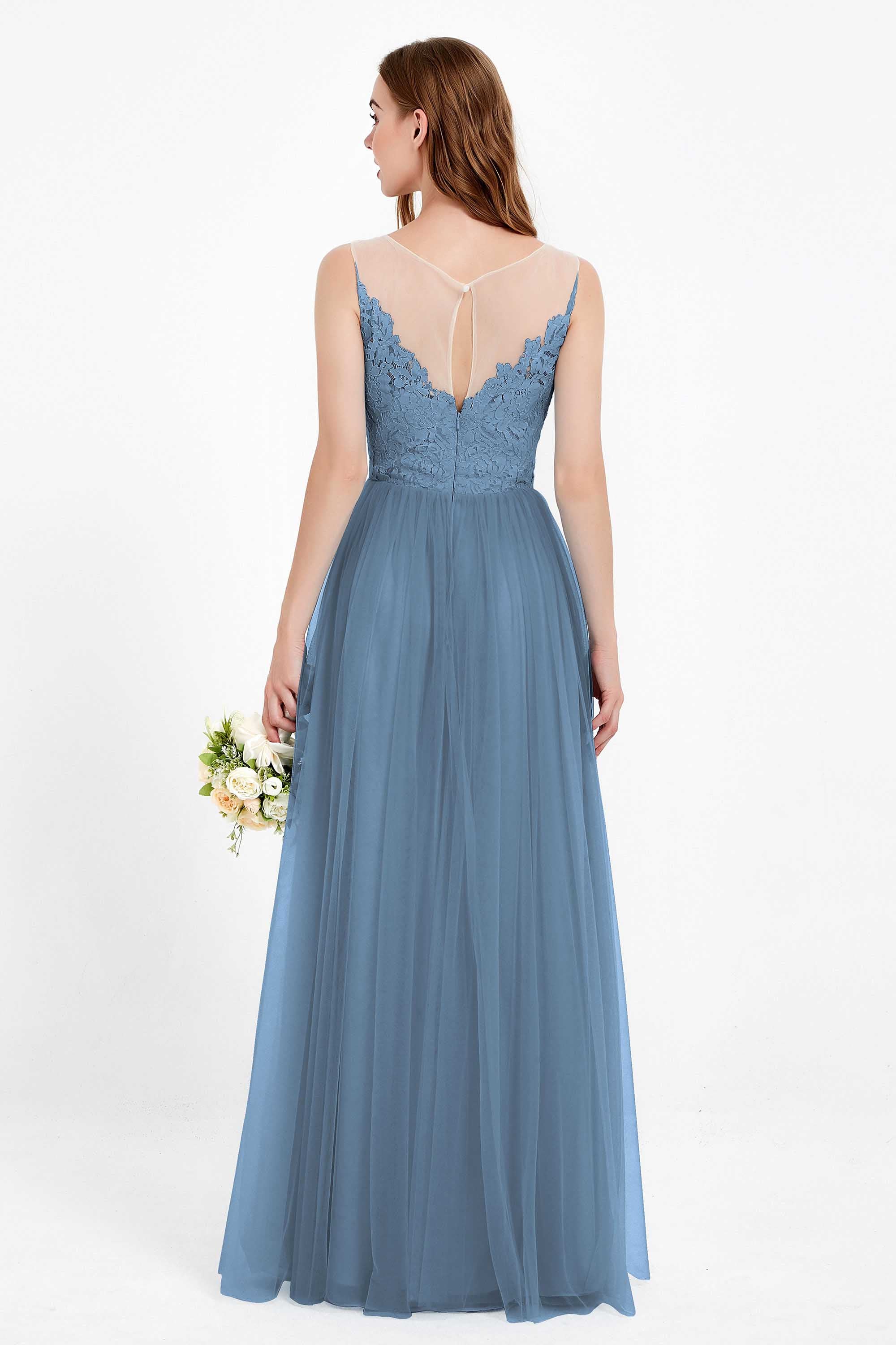 Gorgeous lace top maxi tulle dress prom evening wedding dresses formal bridesmaid bridal gowns
