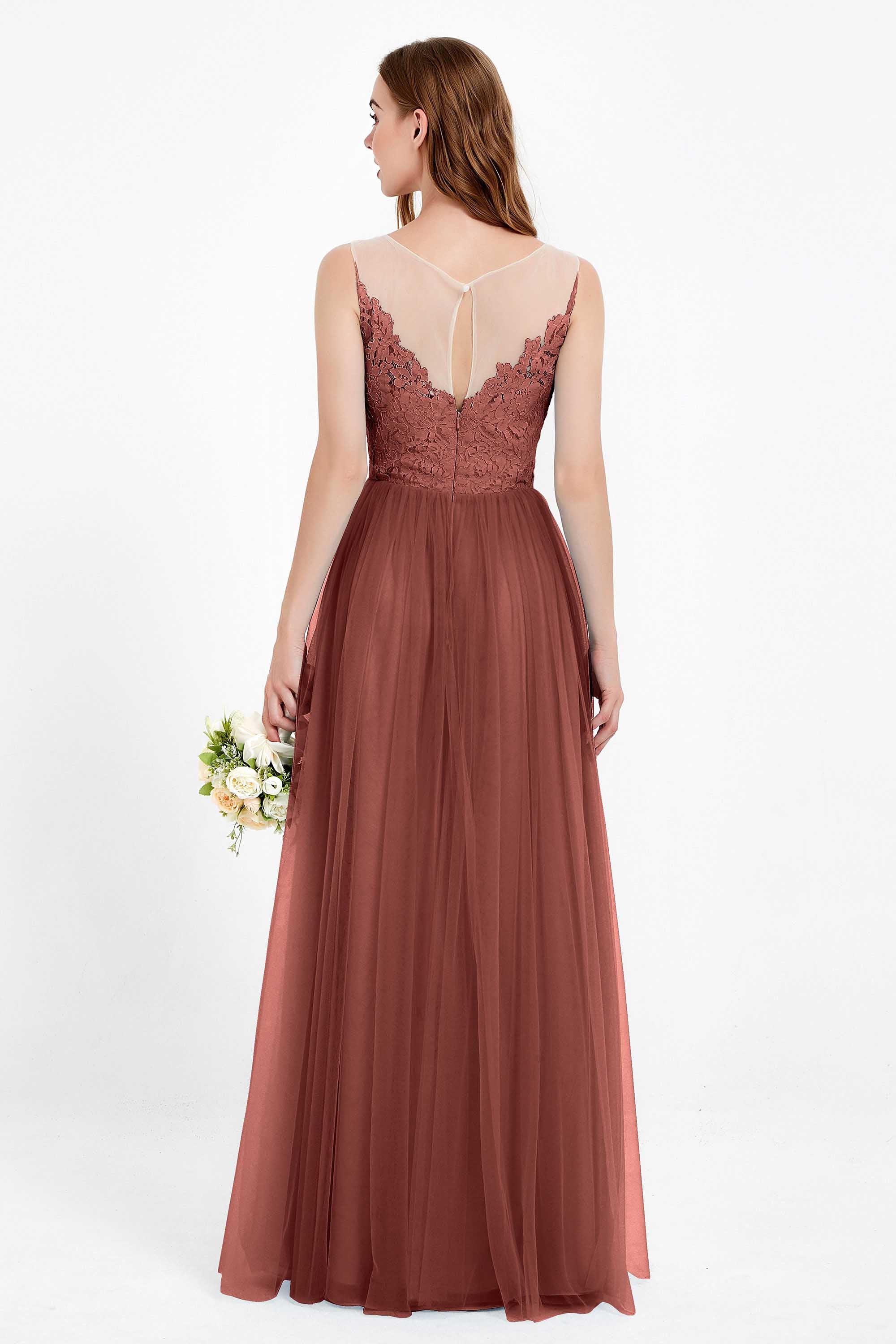 Gorgeous lace top maxi tulle dress prom evening wedding dresses formal bridesmaid bridal gowns