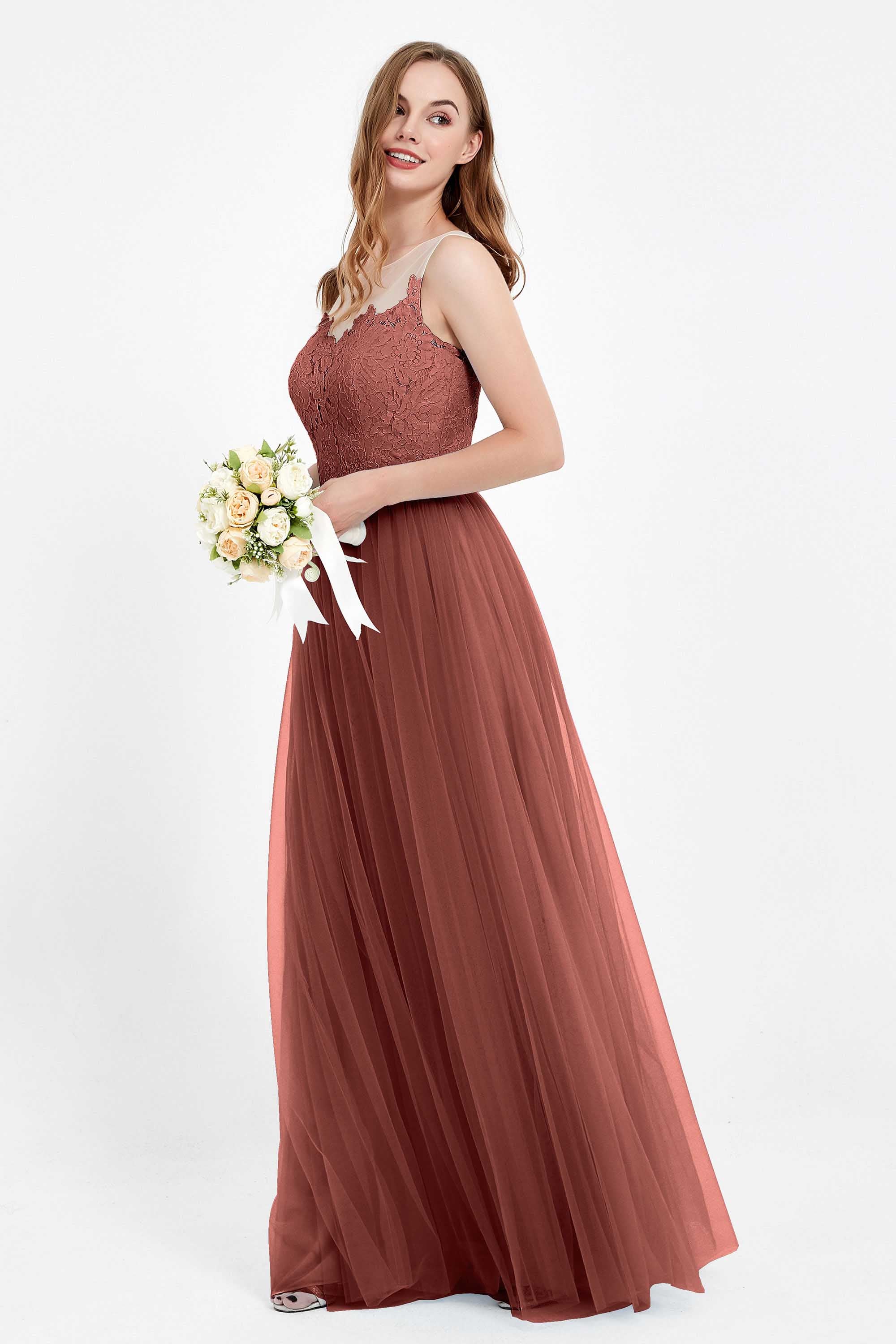 Gorgeous lace top maxi tulle dress prom evening wedding dresses formal bridesmaid bridal gowns
