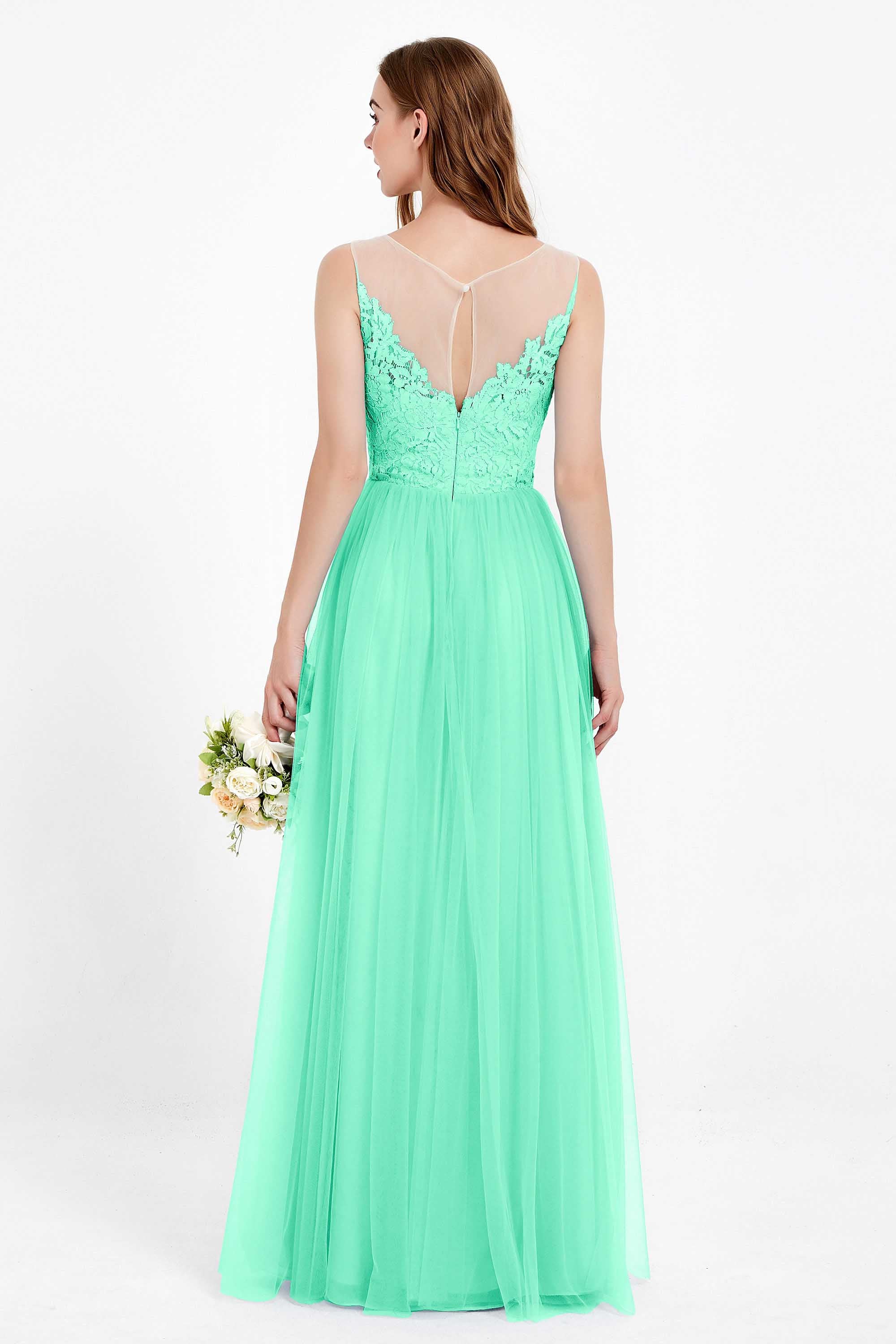 Gorgeous lace top maxi tulle dress prom evening wedding dresses formal bridesmaid bridal gowns