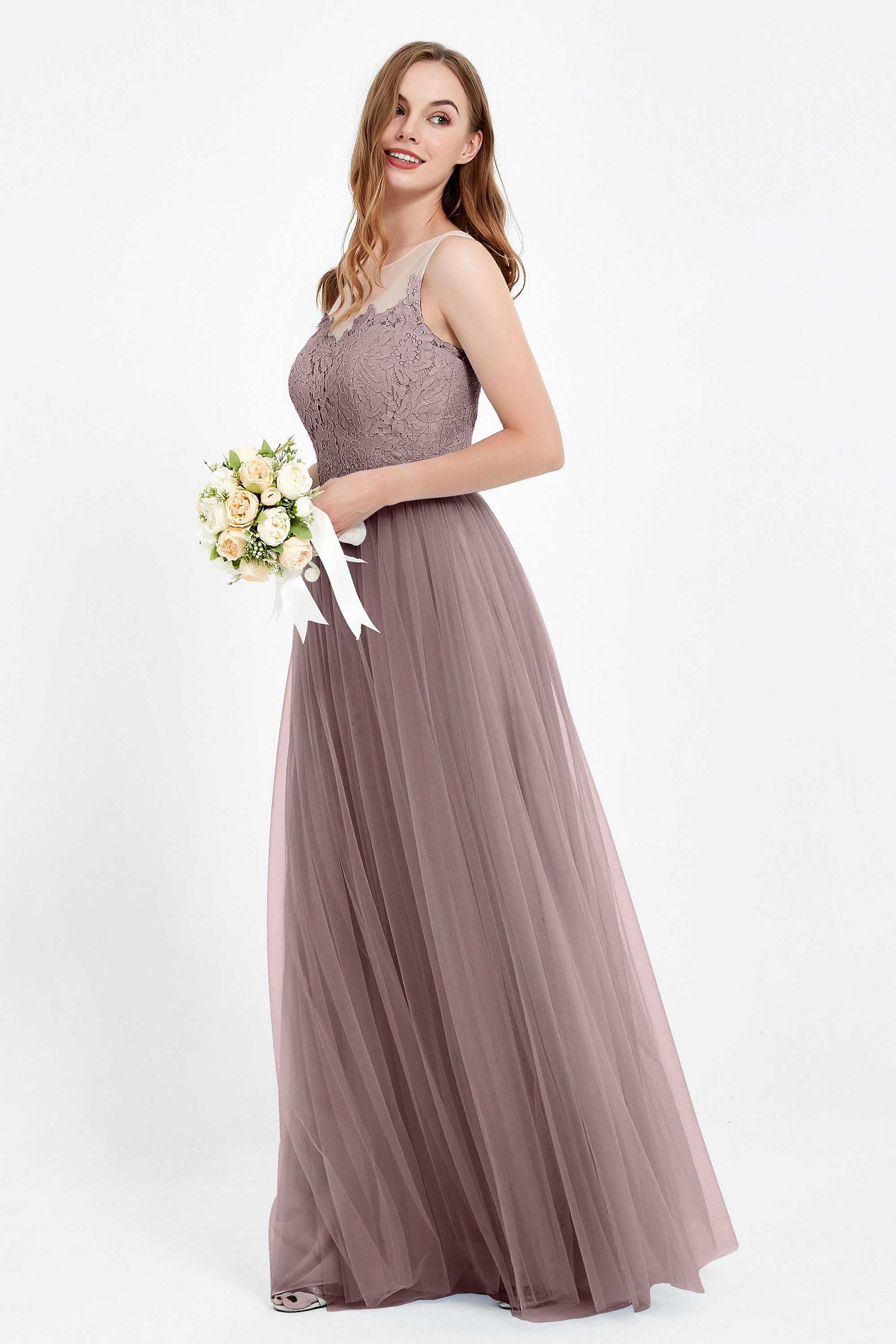 Gorgeous lace top maxi tulle dress prom evening wedding dresses formal bridesmaid bridal gowns