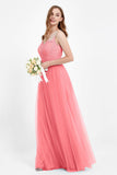 Gorgeous lace top maxi tulle dress prom evening wedding dresses formal bridesmaid bridal gowns