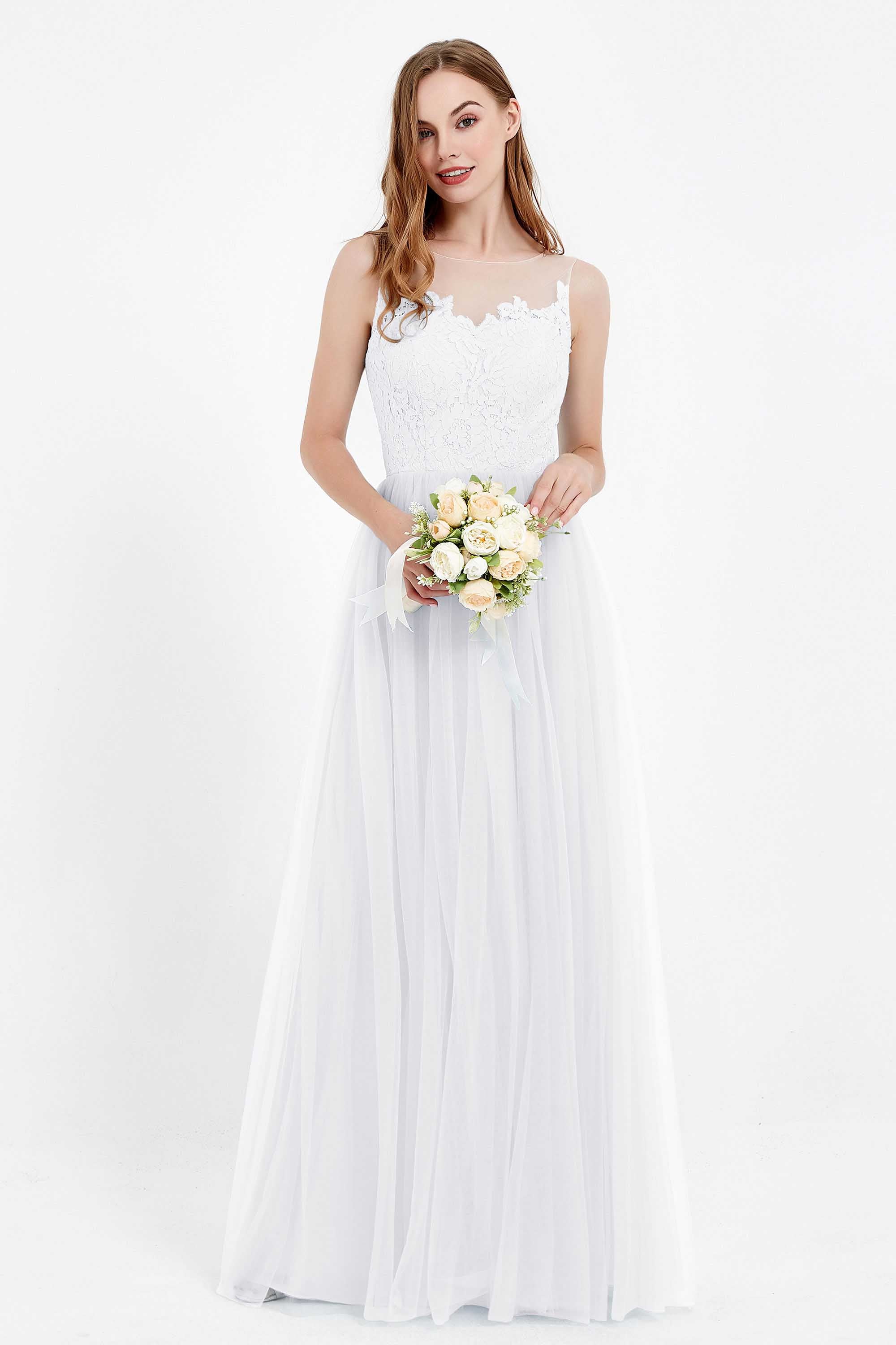 Gorgeous lace top maxi tulle dress prom evening wedding dresses formal bridesmaid bridal gowns