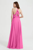 Crossed Straps Chiffon A Line Bridesmaid Dress Pleated Ruffle Formal Evening Dresses Gowns