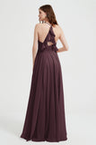 Crossed Straps Chiffon A Line Bridesmaid Dress Pleated Ruffle Formal Evening Dresses Gowns