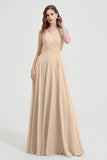 Crossed Straps Chiffon A Line Bridesmaid Dress Pleated Ruffle Formal Evening Dresses Gowns