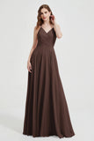 Crossed Straps Chiffon A Line Bridesmaid Dress Pleated Ruffle Formal Evening Dresses Gowns