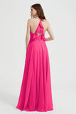 Crossed Straps Chiffon A Line Bridesmaid Dress Pleated Ruffle Formal Evening Dresses Gowns
