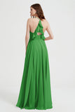 Crossed Straps Chiffon A Line Bridesmaid Dress Pleated Ruffle Formal Evening Dresses Gowns