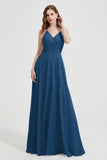 Crossed Straps Chiffon A Line Bridesmaid Dress Pleated Ruffle Formal Evening Dresses Gowns