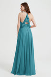 Crossed Straps Chiffon A Line Bridesmaid Dress Pleated Ruffle Formal Evening Dresses Gowns