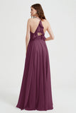 Crossed Straps Chiffon A Line Bridesmaid Dress Pleated Ruffle Formal Evening Dresses Gowns