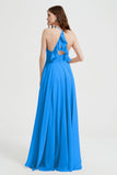 Crossed Straps Chiffon A Line Bridesmaid Dress Pleated Ruffle Formal Evening Dresses Gowns