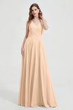 Crossed Straps Chiffon A Line Bridesmaid Dress Pleated Ruffle Formal Evening Dresses Gowns