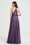 Crossed Straps Chiffon A Line Bridesmaid Dress Pleated Ruffle Formal Evening Dresses Gowns