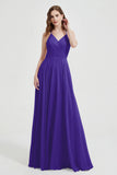 Crossed Straps Chiffon A Line Bridesmaid Dress Pleated Ruffle Formal Evening Dresses Gowns