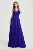 Crossed Straps Chiffon A Line Bridesmaid Dress Pleated Ruffle Formal Evening Dresses Gowns
