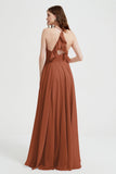 Crossed Straps Chiffon A Line Bridesmaid Dress Pleated Ruffle Formal Evening Dresses Gowns