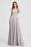 Crossed Straps Chiffon A Line Bridesmaid Dress Pleated Ruffle Formal Evening Dresses Gowns