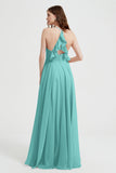 Crossed Straps Chiffon A Line Bridesmaid Dress Pleated Ruffle Formal Evening Dresses Gowns