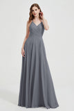 Crossed Straps Chiffon A Line Bridesmaid Dress Pleated Ruffle Formal Evening Dresses Gowns