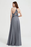 Crossed Straps Chiffon A Line Bridesmaid Dress Pleated Ruffle Formal Evening Dresses Gowns
