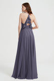 Crossed Straps Chiffon A Line Bridesmaid Dress Pleated Ruffle Formal Evening Dresses Gowns