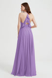 Crossed Straps Chiffon A Line Bridesmaid Dress Pleated Ruffle Formal Evening Dresses Gowns